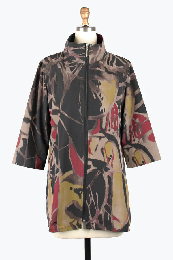Damee Abstract Art Long Windbreaker Jacket