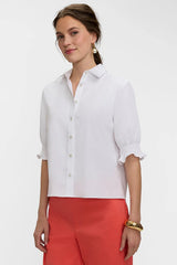 Foxcroft Vivienne Stretch Matte Sateen Elbow Sleeve Shirt | White