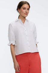 Foxcroft Vivienne Stretch Matte Sateen Elbow Sleeve Shirt | White