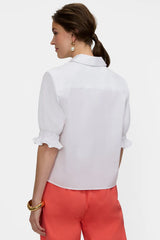 Foxcroft Vivienne Stretch Matte Sateen Elbow Sleeve Shirt | White