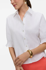 Foxcroft Vivienne Stretch Matte Sateen Elbow Sleeve Shirt | White