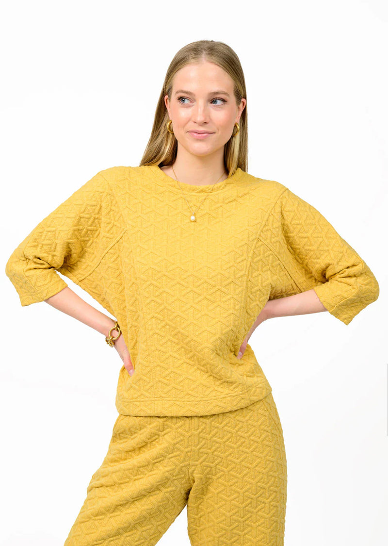 Ivy Jane Quilted Knit Top-Mustard