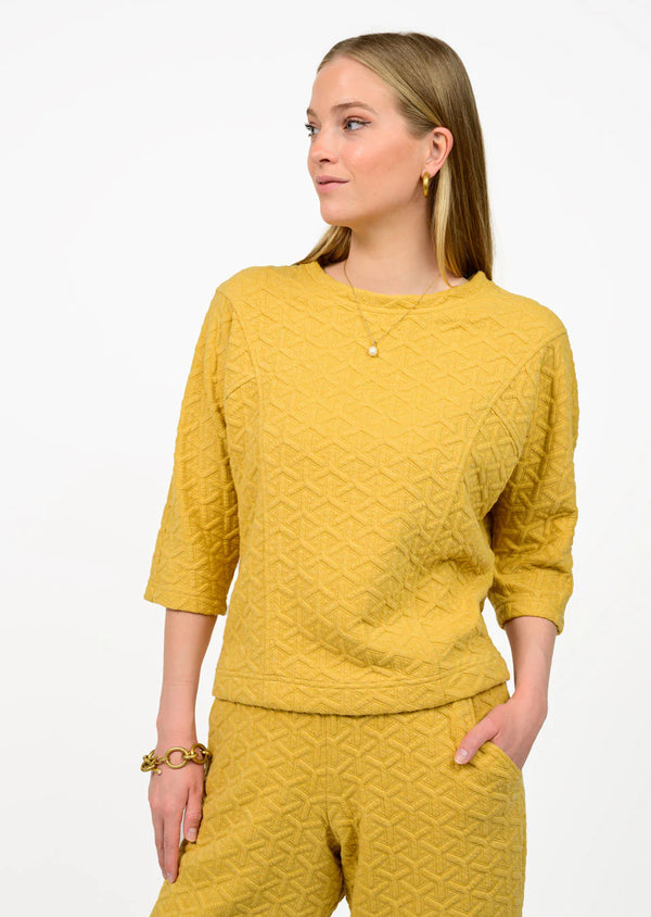 Ivy Jane Quilted Knit Top-Mustard