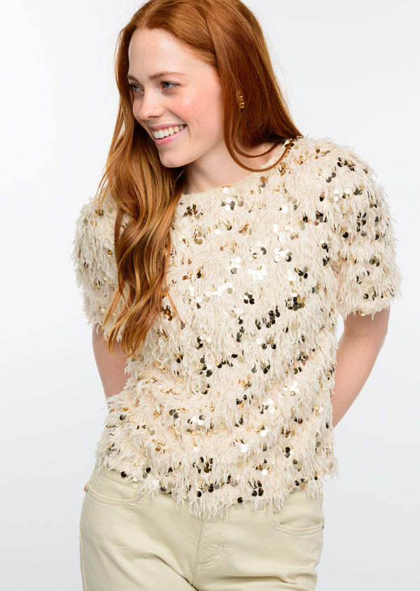 Ivy Jane Fuzzy Sparkle Tee-Ivory