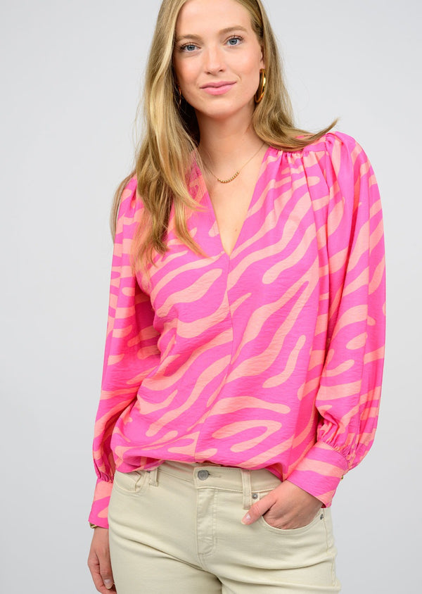 Ivy Jane Mod Zebra Printed Top-Pink