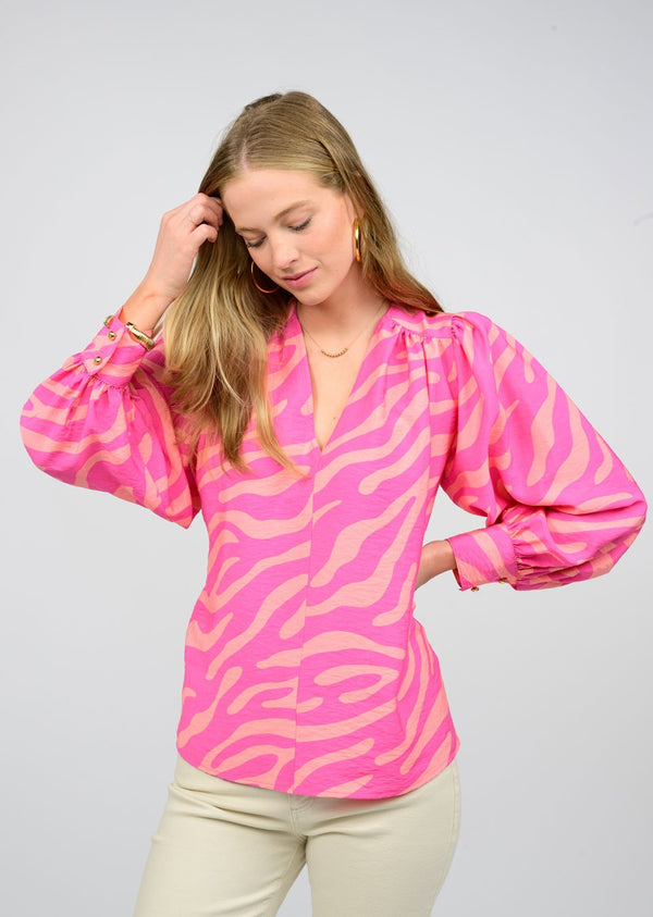 Ivy Jane Mod Zebra Printed Top-Pink