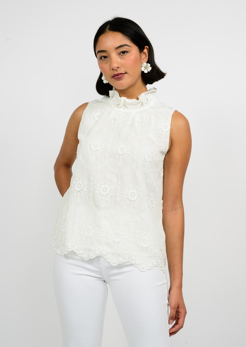 Ivy Jane 3-D Scallop Border Top | White