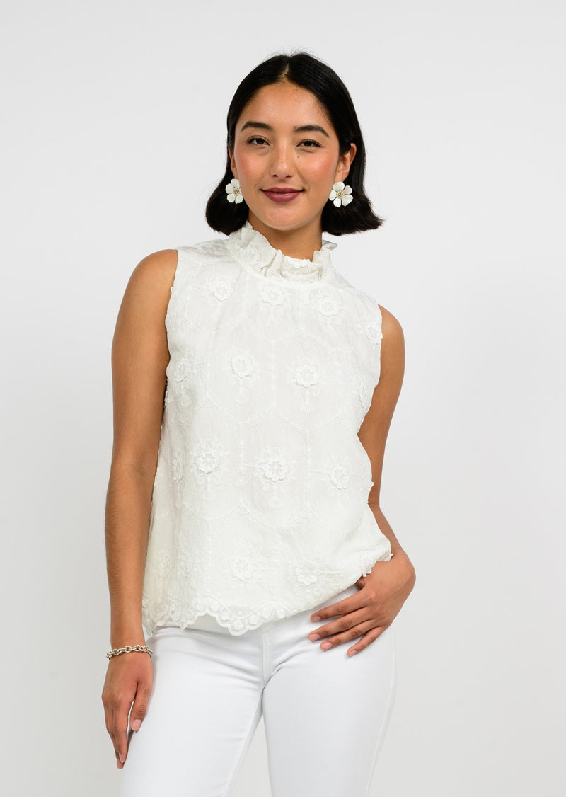 Ivy Jane 3-D Scallop Border Top | White