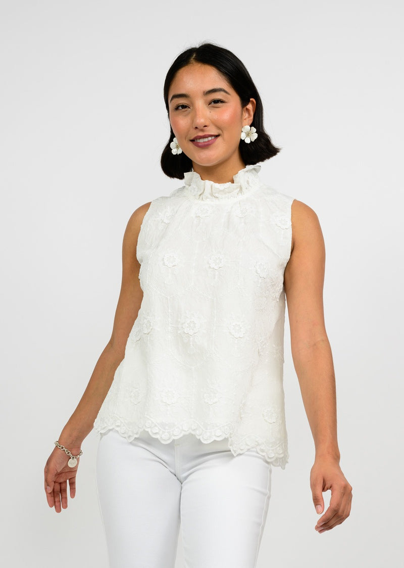 Ivy Jane 3-D Scallop Border Top | White