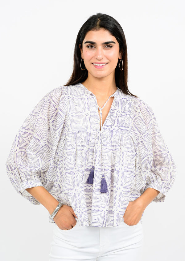 Ivy Jane Maze Block Print Top | Lavender