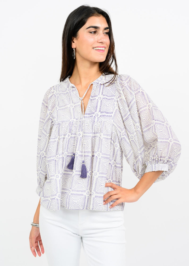 Ivy Jane Maze Block Print Top | Lavender