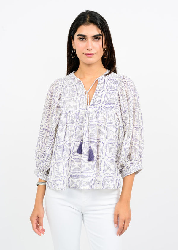 Ivy Jane Maze Block Print Top | Lavender