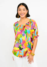 Ivy Jane Tropical Satin Cactus Top | Multi