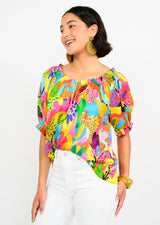 Ivy Jane Tropical Satin Cactus Top | Multi