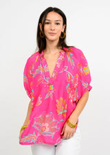Ivy Jane Popover Satin Dolman Top | Hot Pink