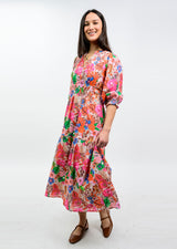 Ivy Jane Uncle Frank Floral Smocked Pink Tiered Maxi Dress