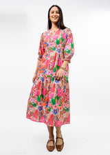 Ivy Jane Uncle Frank Floral Smocked Pink Tiered Maxi Dress