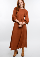 Ivy Jane Uncle Frank Knitted Flare Midi Dress-Cinnamon