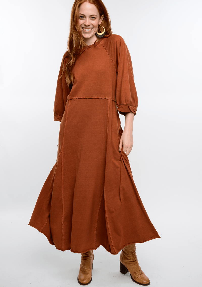 Ivy Jane Uncle Frank Knitted Flare Midi Dress-Cinnamon