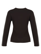 Dolcezza Embellished Long Sleeve Top-Black