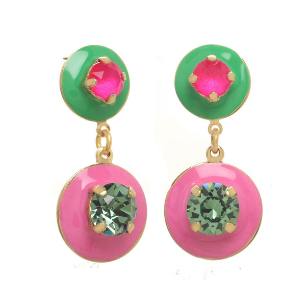 TOVA Janie Ii Earrings in Green/Fuchsia