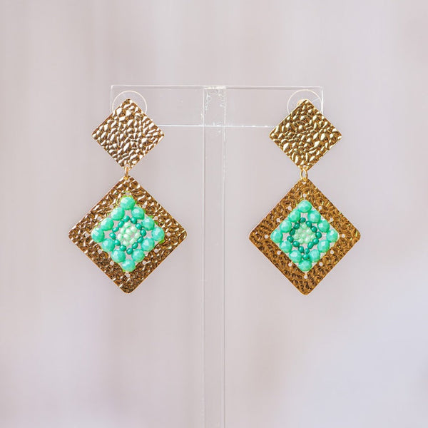 Pria Diamond Maxi Turquoise Earrings