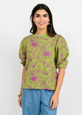 Ivy Jane Floral Vines Knit Top | Green