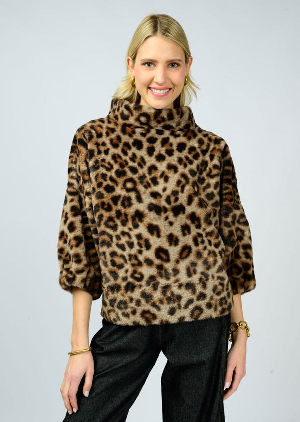 Ivy Jane Leopard Fur Popover Top | Brown