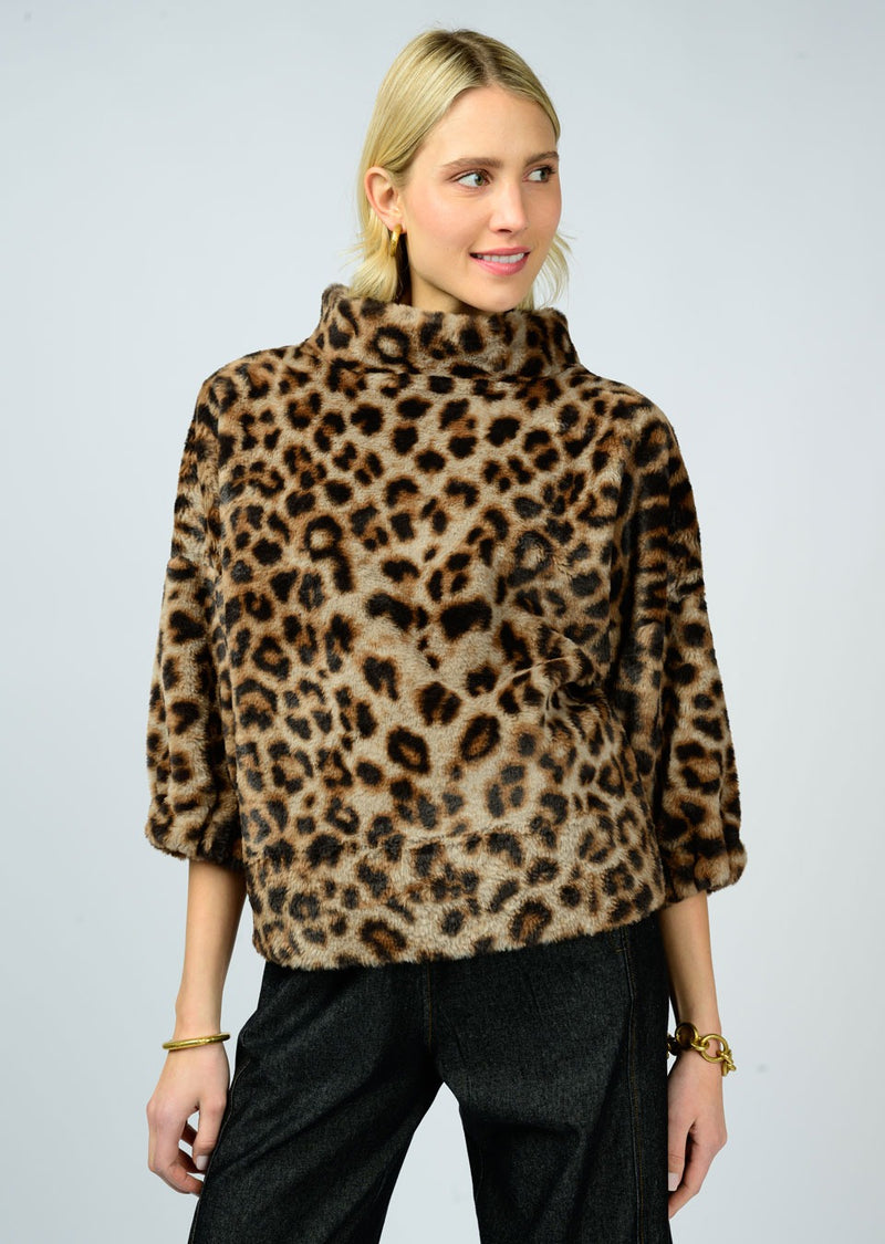 Ivy Jane Leopard Fur Popover Top | Brown