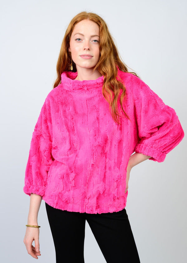 Ivy Jane Poof Sleeve Faux Fur Popover | Cerise