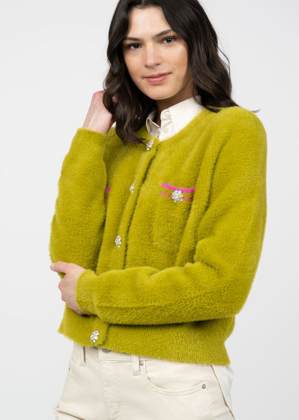 Ivy Jane Chanel Cardigan-Lime