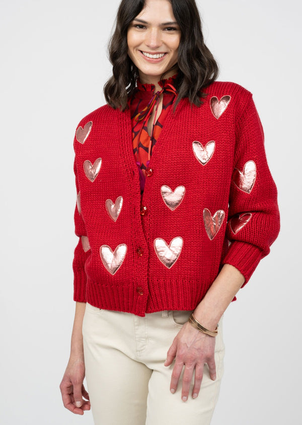 Ivy Jane Heart Cardi-Red