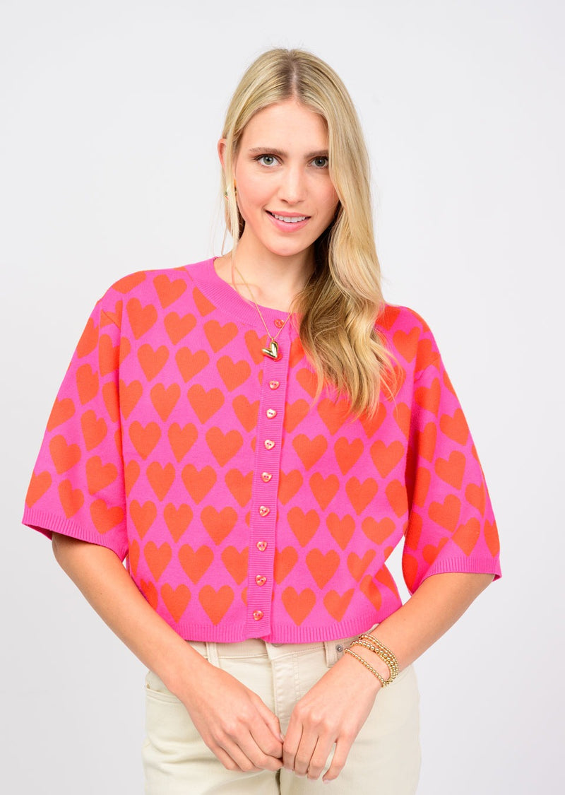 Ivy Jane Uncle Frank Heart Felt Sweater | Hot Pink