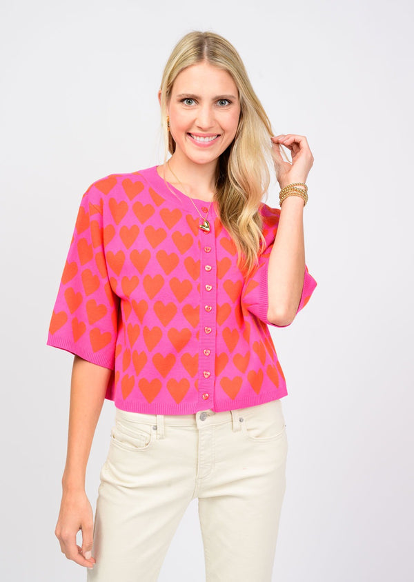 Ivy Jane Uncle Frank Heart Felt Sweater | Hot Pink