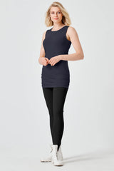 PLANET Cotton Lycra Ruche Tank Midnight