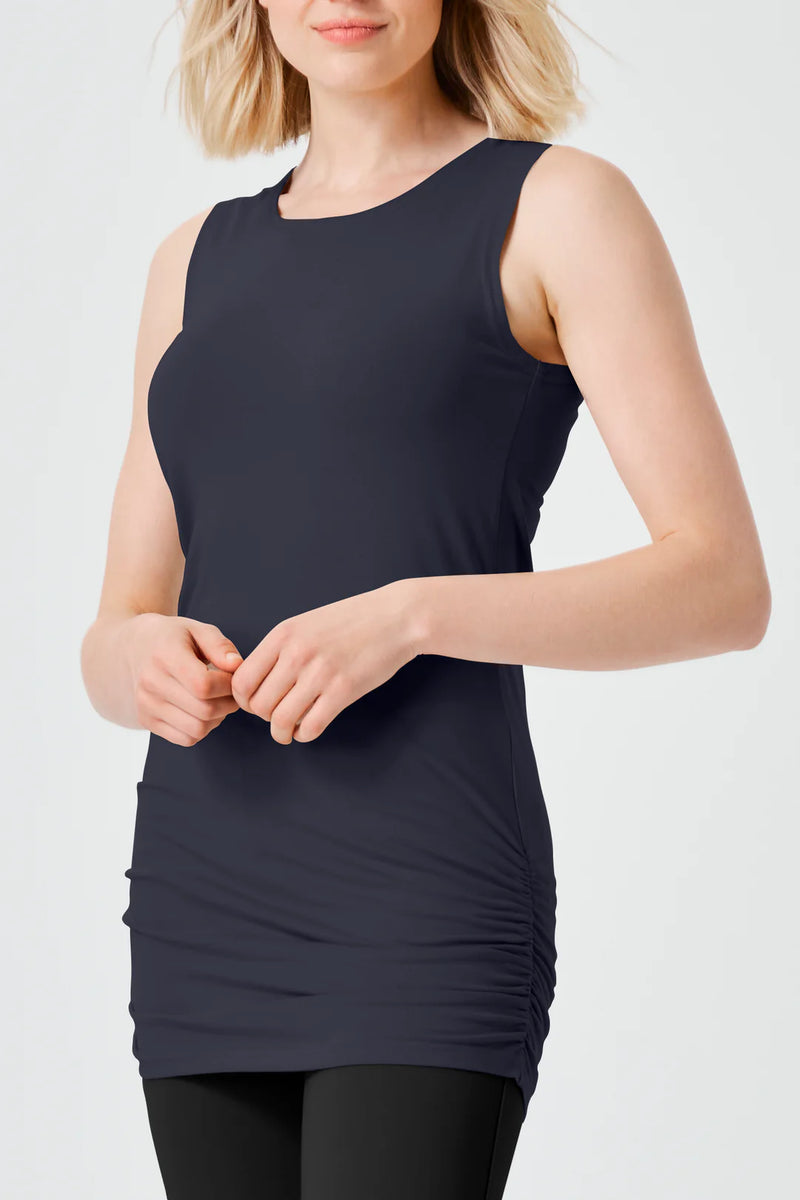 PLANET Cotton Lycra Ruche Tank Midnight