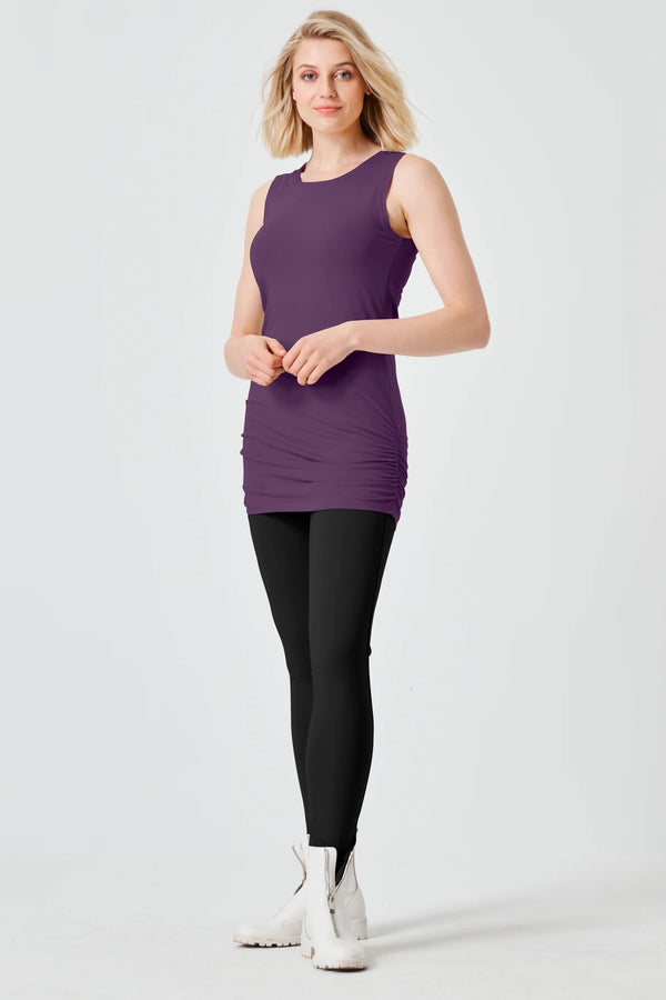 PLANET Cotton Lycra Ruche Tank Plum