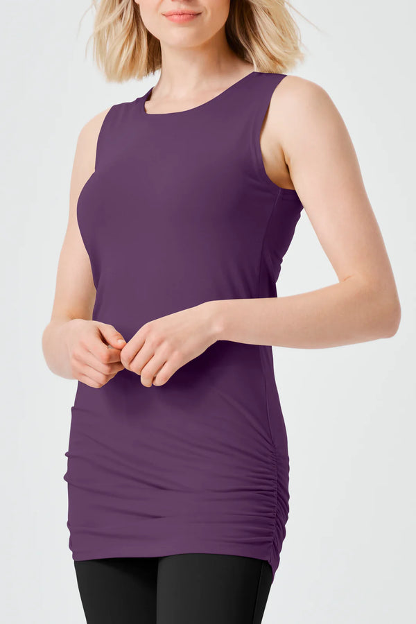 PLANET Cotton Lycra Ruche Tank Plum