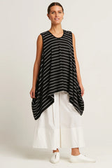PLANET Pima Cotton Striped Fly Away Tank Top | Black/White