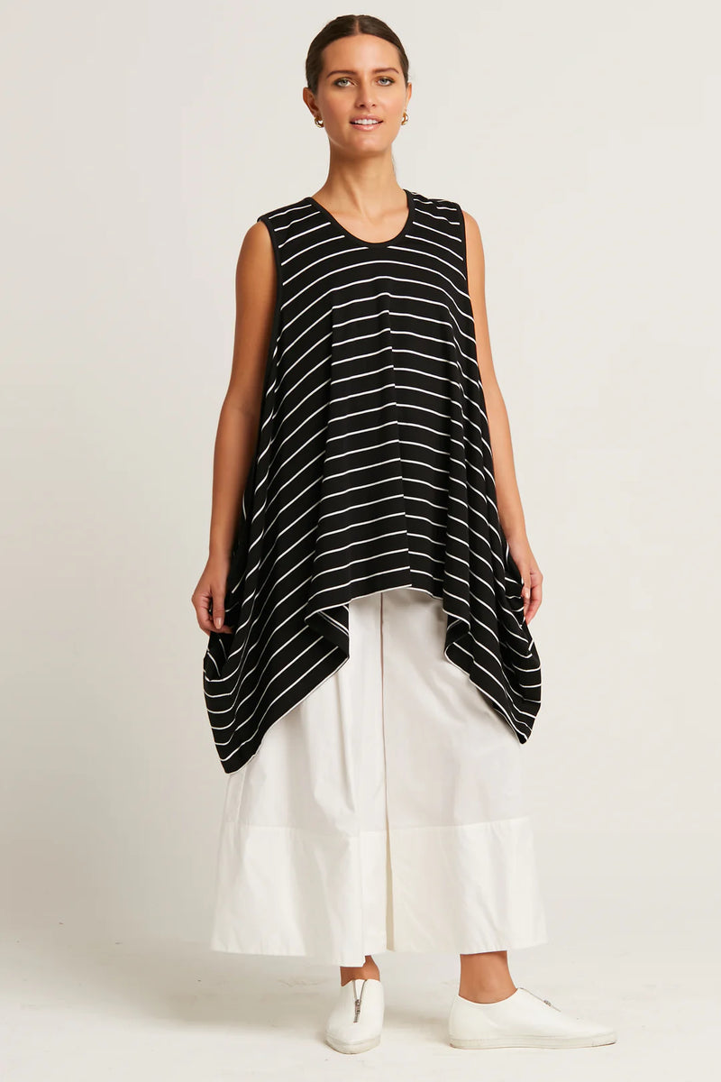 PLANET Pima Cotton Striped Fly Away Tank Top | Black/White