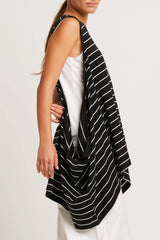 PLANET Pima Cotton Striped Fly Away Tank Top | Black/White
