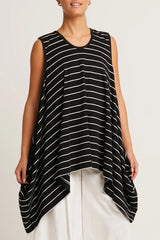 PLANET Pima Cotton Striped Fly Away Tank Top | Black/White