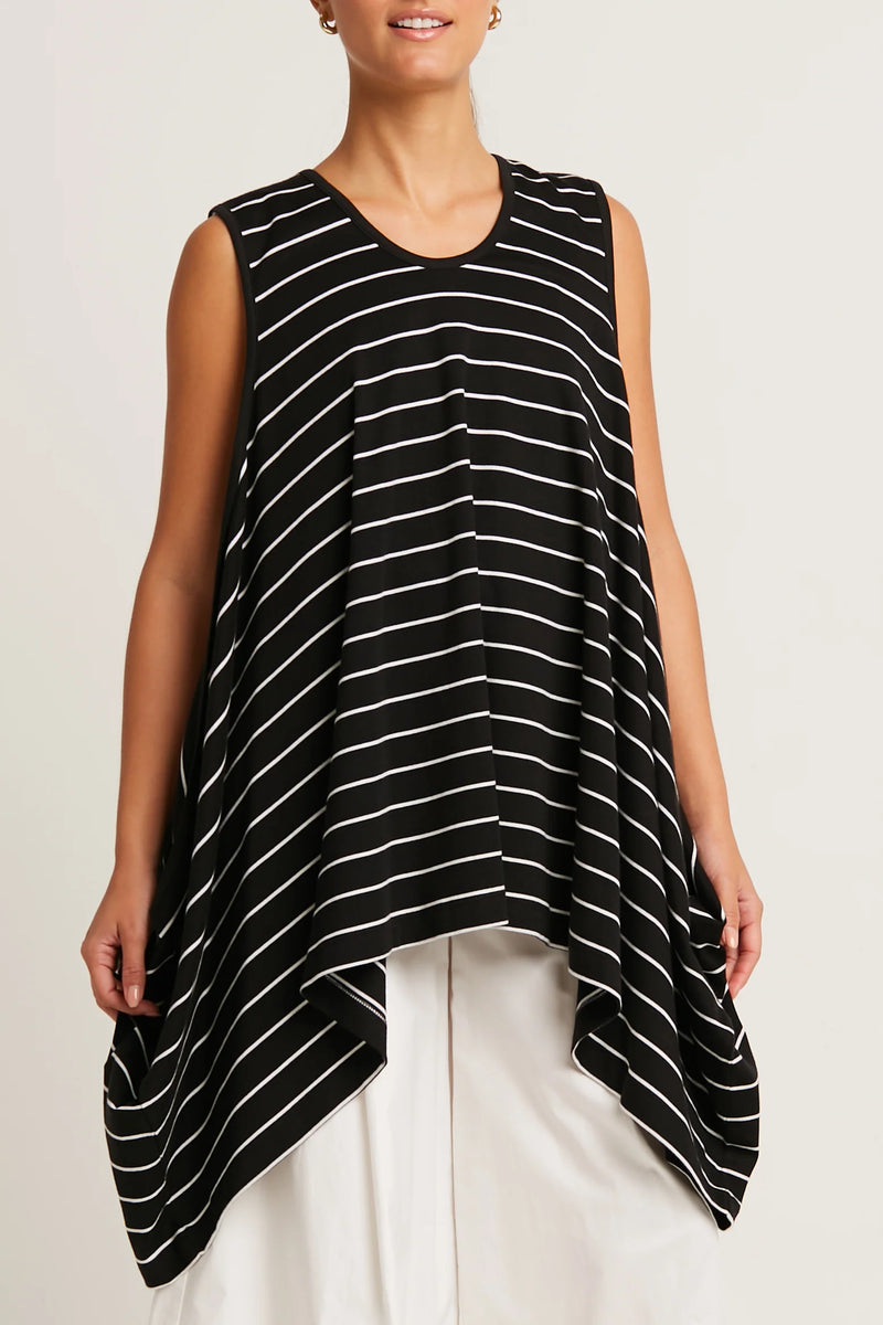 PLANET Pima Cotton Striped Fly Away Tank Top | Black/White