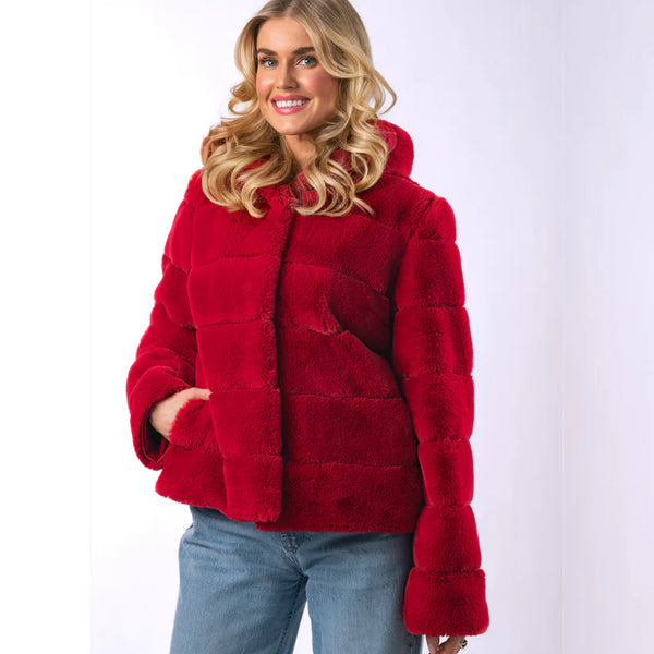Furious Fur 4-Way Emilia Coat | Cherry