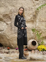 Dolcezza Brushstroke Print & Faux Leather Dress Style 73145