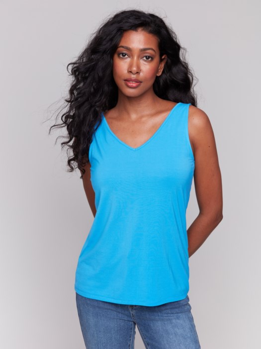 Charlie B Reversible Bamboo Cami -Lagoon