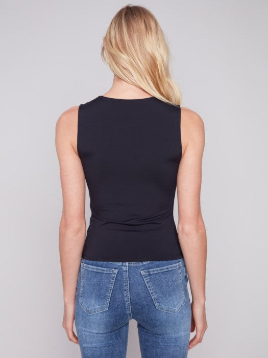 Charlie B Sleeveless Rib Top-Black