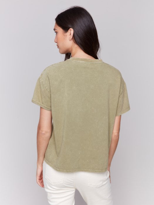 Charlie B Loose Fit Drop Shoulder Short Sleeve T-Shirt | Celadon