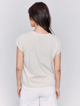 Charlie B Cap Sleeve Tee with Chest Pocket Detail | Sand