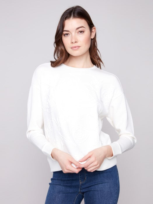 Charlie B Scuba Knit Top | Ecru